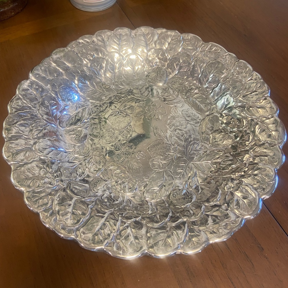 Reed and Barton Silver plated Embossed Strawberry Bowl